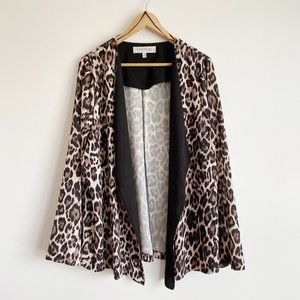 Socialite Curve NWOT Women's Casual Blazer, Open Front, Leopard Print, Size 2X